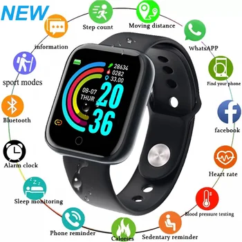 D20 Pro Bluetooth Akıllı izle Erkekler Kadınlar Y68 Kan Basıncı Nabız Monitörü Spor Smartwatch Spor İzci Xiaomi Huawei İçin