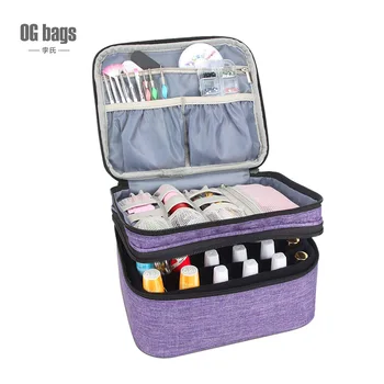 42 Izgaralar Oje Depolama Çanta Çift Katmanlı Taşınabilir Kozmetik Çanta Uçucu Yağ Parfüm Ruj Organizatör Sahibi Çanta