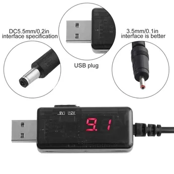USB DC Boost dönüştürücü kablosu 5V için 9V 12V Ayarlanabilir Voltaj Volt Led Ekran Trafo DC Güç Regülatörü Anahtarı Kablosu ile