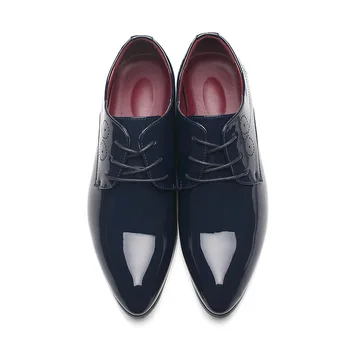 Yüksek Kaliteli Erkek Resmi Ayakkabı Erkekler Oxford Deri Elbise Ayakkabı Moda İş erkek ayakkabısı Sivri Düğün Ayakkabı