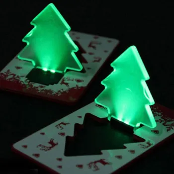 Banggood Taşınabilir Cep Katlanır X-mas Noel Ağacı LED Kredi Kartı Lambası Çanta Cüzdan Uygun Yeşil Işık