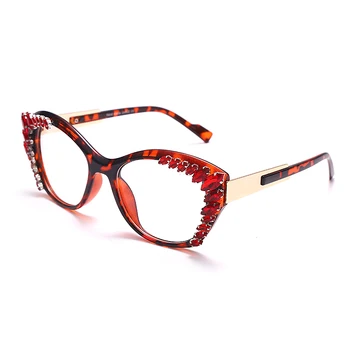 JASPEER Moda Kristal Kedi Göz Gözlük Kadın gözlük çerçeveleri Lüks Elmas Gözlük Gözlük Gözlük Çerçeveleri Gözlük