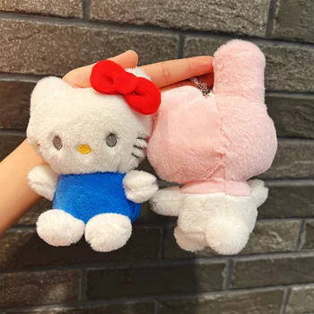 Kawaii Sanrio Peluş Anahtarlık Hello Kitty Kuromi Benim Melodi Yumuşak Dolması Peluş Anahtarlık Sırt Çantası Kolye Süsler Çocuk Oyuncakları Hediyeler
