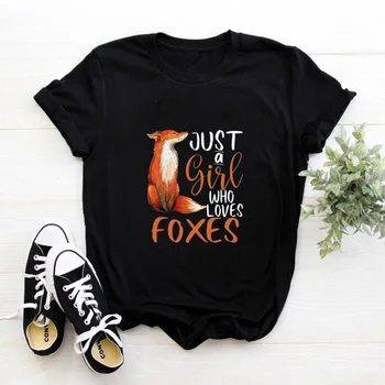 Sadece Bir Kız Seven Tilkiler T Shirt Kadın Yaz Kişilik Kısa Kollu grafikli tişört Femme Pamuk Rahat Gömlek Kadın