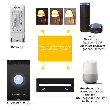 Akıllı Dıy Dimmer modül lamba Anahtarı Kablosuz Denetleyici Ev Otomasyonu Ve Ses Kontrolü Wifi Dimmer Anahtarı 110-240V 300W