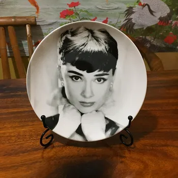 8 inç Audrey Hepburn Dekoratif Levha Oturma Odası Yemek Odası Arka Plan Duvar Asılı Plaka Avrupa seramik tabak Süsler