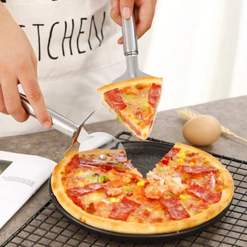 2 parça Set Eşyaları Pizza Kürek Paslanmaz Çelik pizza bıçağı Mutfak Aletleri Bakeware Yemek Bar Kek / gözleme kesici