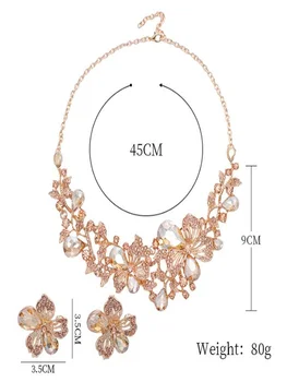 Moda imitasyon mücevher Çiçek Küpe Kolye seti Yüksek dereceli elektroliz alaşım aksesuarları