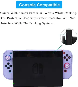 Tam Koruma Kılıfı Nintendo Anahtarı için Mor Pastel Oyun Konsolu Sert Kabuk Kapak Paketi tamperli cam Joystick Kap