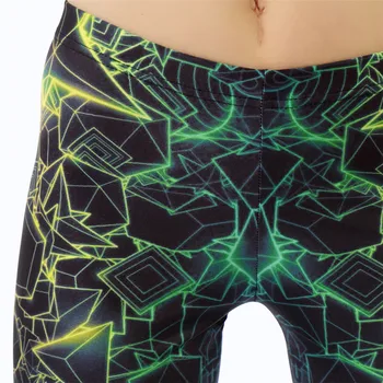FCCEXIO Yaz Yeni Ray Floresan Desen 3D Baskı Kadınlar Seksi Leggins Casual Egzersiz fitness pantolonları Spor Legging