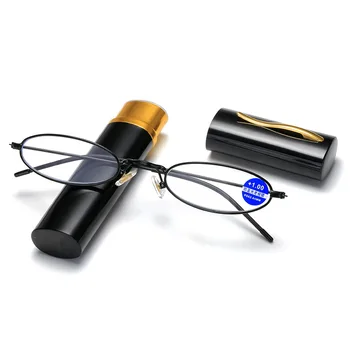 Seemfly Mini Moda okuma gözlüğü Reçine Lens Süper Küçük Presbiyopik Gözlük Alüminyum Alaşımlı Kasa Derece + 1.0 ila + 4.0