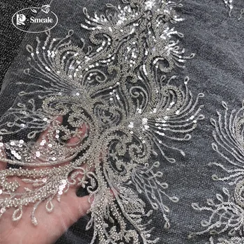 3 Tasarım Gümüş Şifreli Boncuklu Nakış Pullu Yaka Aplikler, düğün ve Akşam Elbise Çiçek Aksesuarları RS2888