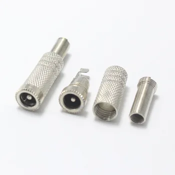 1 adet Erkek tak + 1 adet Dişi jack konnektörü Adaptörü 5.5*2.1 mm /5.5*2.5 mm DC priz jack Metal Parçalar için OD5mm Kablo