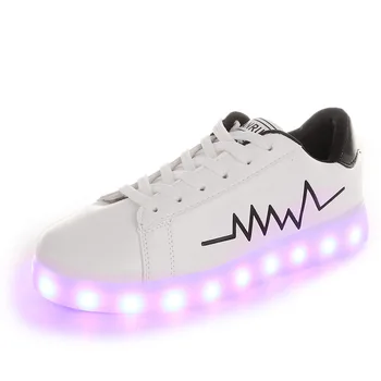 Boyutu 27-44 USB şarj yıldırım parlayan Sneakers ile ışık LED ayakkabı kadın erkek aydınlık Sneakers kız erkek çocuk