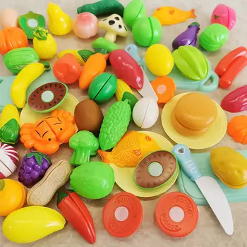 49 ADET Kesme Oyun Gıda Oyuncak Çocuklar için Mutfak Pretend Meyve ve Sebze Aksesuarları eğitici oyuncak Yürümeye Başlayan Çocuklar için Hediye