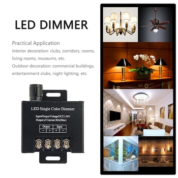 Yüksek Güç LED demir kabuk Dimmer 30A DC 12V 24V Topuzu Mikro anahtarı Denetleyicisi için 5050 LED tek Renkli ışık kaynağı Dize Lambası