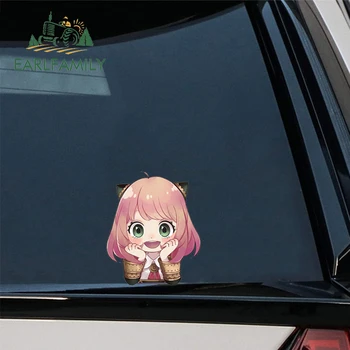 EARLFAMILY 13cm x 11cm Anime CASUS × AİLE Araba Sticker Vinil Anya Forger Tutun kişinin Çene Çıkartması JDM Karikatür Peek Kız Çıkartmalar