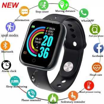 Y68 akıllı izle Erkekler Kadınlar Kalp Hızı Kan Basıncı Monitörü Smartwatch D20 Spor İzci İzle Dijital Kol Saati İçin Xiaomi