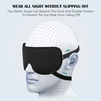 Kaymaz göz maskesi, Bonıesun çift modlu uyku maskesi erkekler kadınlar için-Yükseltilmiş 2.0 mükemmel ışık engelleme 2 kayış ile birlikte gelir
