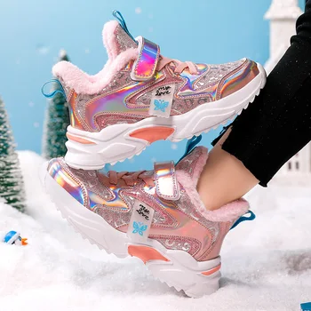 2023 Kış Sıcak Tutmak çocuk Sneakers Rahat Çocuk Ayakkabı Kızlar için Moda Rahat Koşu Spor Ayakkabı Kızlar Ayakkabı