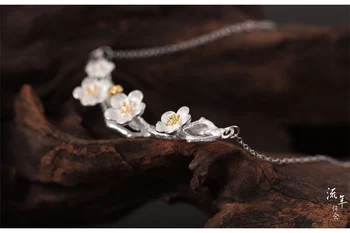 Yeni Gelenler Gümüş Renk Erik Çiçeği Çiçek Kolye Kadınlar için düğün takısı Uzun Bildirimi Kolye