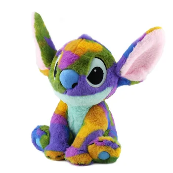 35cm Disney Lilo ve Stitch peluş oyuncak Degrade Renk Kawaii Bebek Yumuşak Yastık Dekor doğum günü hediyesi Oyuncak Çocuklar İçin Gökkuşağı Renkleri