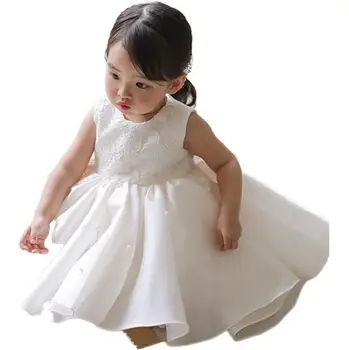 Yeni Dantel Bebek Kız Giysileri doğum günü elbiseleri Yay Tutu Çocuklar Resmi Parti Giyim Vaftiz Vaftiz Elbiseler Bebek Prenses