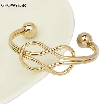 Kadınlar Altın Geometrik Düğüm Bileklik Manşet Paslanmaz Çelik Moda Takı ball end bileklik bileklik
