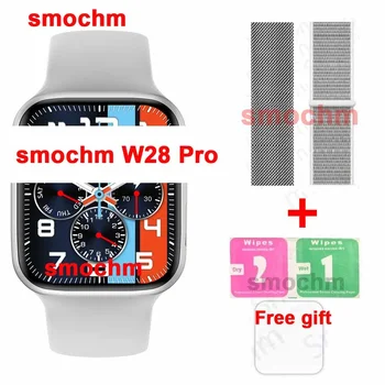 Smochm W28 Pro akıllı saat 1.95 Ekran Serisi 8 Özelleştirilmiş Yüzleri 45MM Kablosuz Şarj Cihazı Bluetooth Uyumlu Çağrı PK W27 Pro
