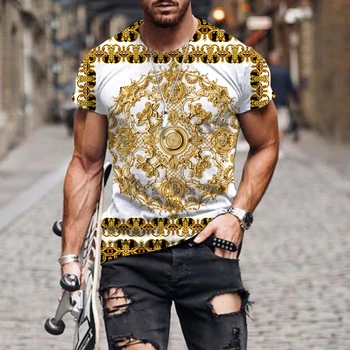 High end lüks desen 3D Baskı T Shirt Erkekler Için Sokak Stili Kısa Kollu Trend Tees Kadınlar Yaz Moda Serin Erkekler Hip Hop Tops