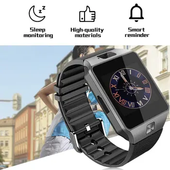 Dijital dokunmatik ekranlı akıllı saat DZ09 kameralı kol saati SIM Kart Bluetooth uyumlu Ios/Android Telefonlar İçin