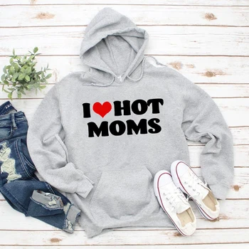 Seviyorum Sıcak Anneler Hoodie Kırmızı Kalp Sıcak Anne Kazak svetşört