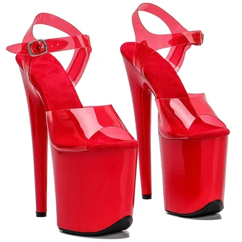 Leecabe 20 cm / 8 inç TPU Üst kutup dans ayakkabıları Modelleri Parti Gösterisi Sahne Platformu Kadın Sandalet platformu yüksek topuklu ayakkabı 1 K
