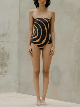Vintage Geometrik Baskı Mayo Seti Mayo Kadınlar Cover Up Seti Brezilyalı Mayo Yaz Plaj Kıyafeti mayo