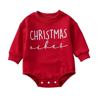 Noel Bebek Kış Uzun Kollu Romper Mektup Baskı Bodysuit Bebek Giyim İçin Yeni Doğan Ürünler