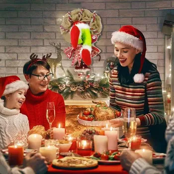 Noel Hırsız Çelenk DIY Noel Ağacı Süsleri Çuval Bezi Elf Bacaklar Çelenkler Ev Duvar Pencere Ön Kapı Noel Partisi Dekoru