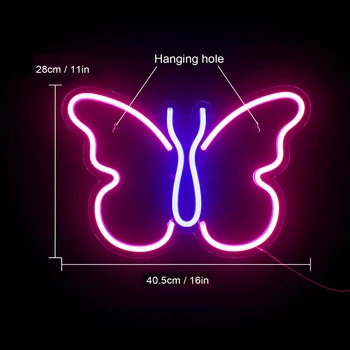 Wanxıng Led Neon Burcu kelebek peri Kanat Tasarım Akrilik Lamba Usb Anahtarı asılı ışık sanat yatak odası Kawaii Anime oda duvar dekoru