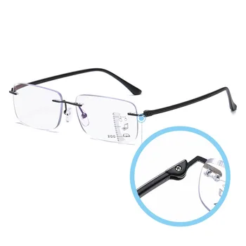 Otomatik Akıllı İlerici Çok odaklı okuma gözlüğü Erkekler Ultralight Çerçevesiz TR Çerçeve Anti Mavi İşınları Presbiyopi Gözlük