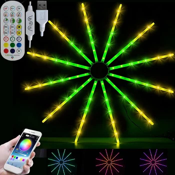 RGB LED havai fişek ışıkları rüya Meteor lamba DIY duvar arka ışık akıllı kontrolör Düğün ev partisi için kapalı açık peri Dekor