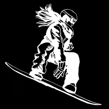 Yaratıcı Çıkartmaları İlginç Snowboardcu Kız Aşırı Spor Araba Çıkartmaları Vinil Su Geçirmez Aksesuarları Siyah/Gümüş,16cm*15cm