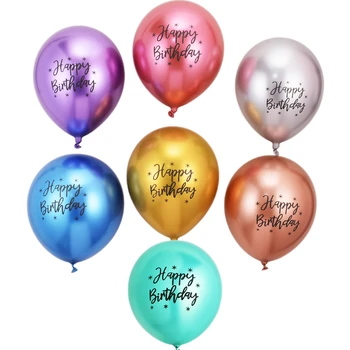 Baskılı Happybirthday Metalik Doğum Günü Partisi Dekorasyon 12 İnç 2.8 g Krom Lateks Balon