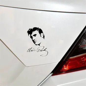 YJZT 12.7 CM*17.8 CM Kaya Elvis Presley Vinil Motosiklet Araba Sticker Çıkartmaları Siyah / Gümüş C13-000556