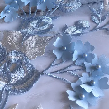 1 adet DIY dantel zanaat Çiçek net gazlı bez nakış kumaş boncuklu dantel yama elbise dekorasyon aksesuarları
