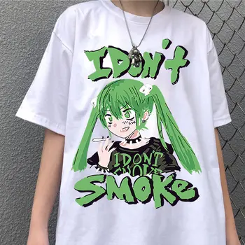 Kadın T Shirt Harajuku Vardır Kokusu Koyu japon animesi Baskı T-shirt Yaz Kısa Kollu Kadın T-Shirt Sokak Giysileri