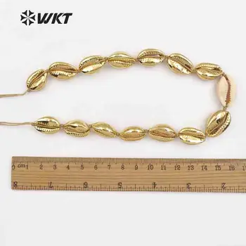 WT-JN039 WKT Toptan doğal deniz deniz kabuğu kabukları gerdanlık el yapımı kadın kolye tam altın metal kaplama ayarlanabilir zincir
