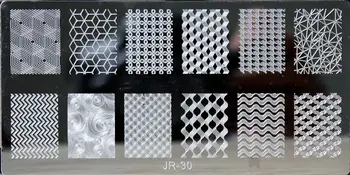 1 Adet Nail Art Damga Plaka Geometrik Çizgi DIY Damgalama Görüntü Plakası 6 * 12CM Tırnak tırnak yapıştırması paslanmaz çelik plaka Şablon JR-030