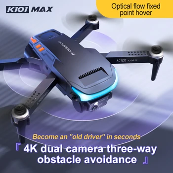 K101MAX RC Drone 4K HD Çift Kamera Optik Akış Konumlandırma ESC 3 yollu Engellerden Kaçınma Hava Katlanır TFPV RC Helikopter Oyuncaklar