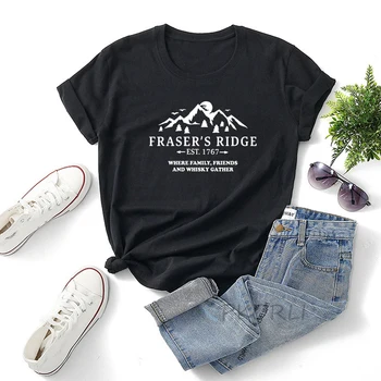 Jamie Fraser bu Ridge Tişört Kadın T Gömlek Fraser Ridge Klan Yabancı Kitap TV Dizisi Yaz Pamuk Claire Rahat Kısa Kollu