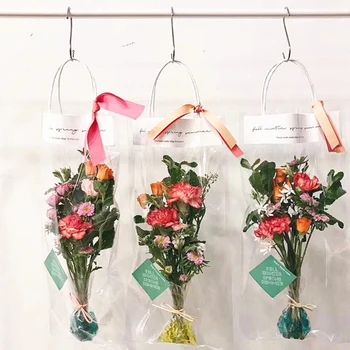 Şeffaf Tote Çanta Pvc hediye keseleri Taşınabilir Sevgililer Çiçek Kozmetik Ambalaj Doğum Günü buket poşeti Kutusu Çiçekçi Dekorasyon