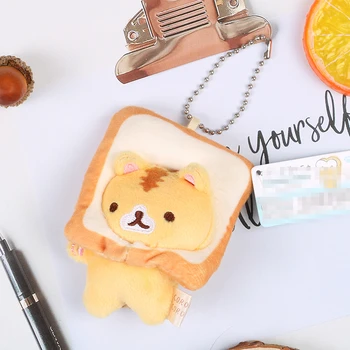 Japon Popüler Ekmek Kedi Tost Kedi Peluş Bebek Küçük Kolye Bebek Küçük Sarı kedi çantası askı süsleri anahtarlık